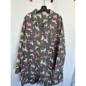 ENJOYNIGHT Women's Sleep Shirt Flannel Print Pajama Top Button-Front Size XXL